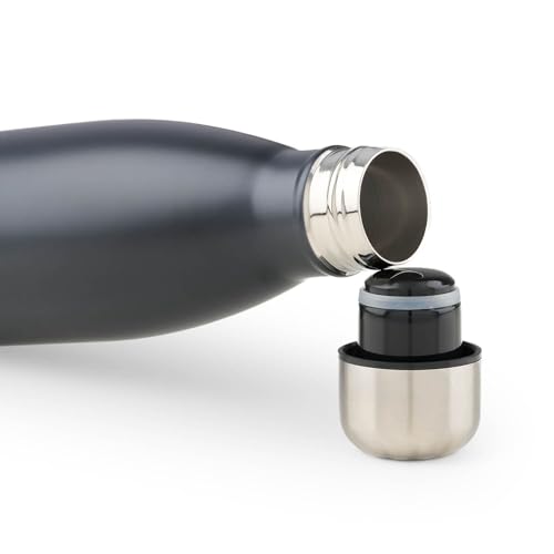 Blumtal Trinkflasche 1000 ml Edelstahl - auslaufsichere Isolierflasche - BPA-freie Trinkflasche kalt & warm - doppelwandige Insulated Bottle - rostbeständige Isolierflasche Metall Schwarz 3