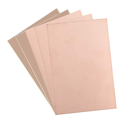 sourcing map Seul Côté Cuivre Stratifié Plaqué PCB Circuit Imprimé FR4 150x100mm 5.91x3.94 pouce, 1.2mm Épaisseur Bricolage Prototypage PCB Carte Nom Carte 5Pcs