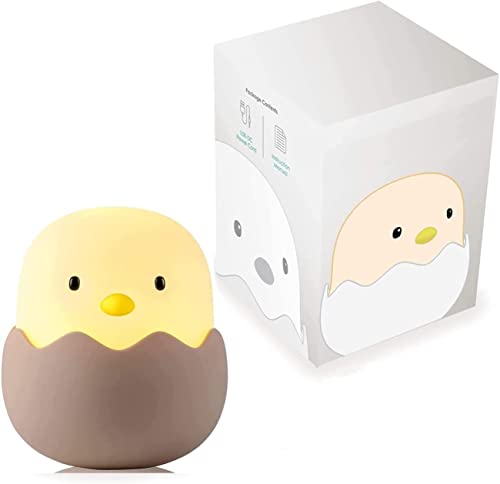 Luz Nocturna Bebé Lámpara Infantil LED Silicona Pollito Recargable Regalo para Bebés [Clase de eficiencia energética A] (Luz Blanca)