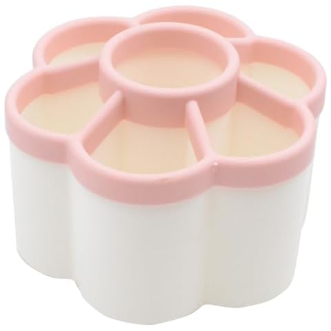 YIKANGHENG Rotating Pen Holder, 6 Inch x 4.2 Inch 7 Grid Rotatable Pencil Desk Top Holder for School, Home and Office (pink) Cover