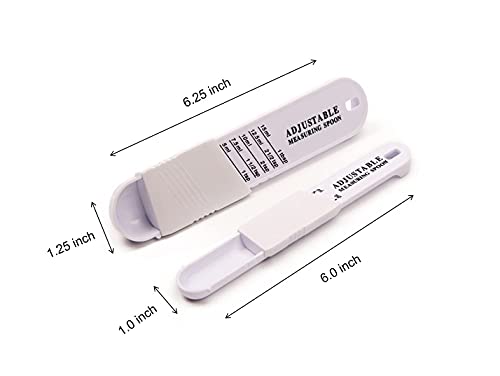 2-Piece Premium Winaimer Kitchen Adjustable Teaspoon And Tablespoon Set, Plastic, Measuring Spoon For Baking, Cooking Powder, Dry And Liquid Ingredient (White) #TOP1