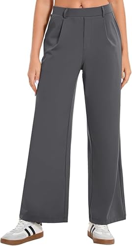 Image of Oyamiki Women's Business Casual High Waisted Dress Pants with Pockets Wide Leg Work Pants Trousers Fashion Fall Outfits