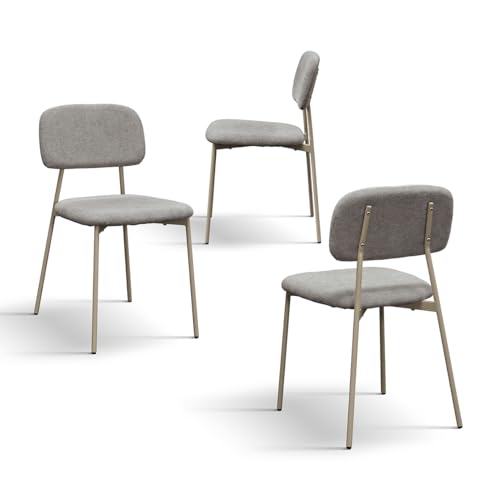 PAZZO DESIGN Miranda Lot de 4 chaises, chaises de cuisine, chaises de salon, chaise design, gris, pieds métal taupe - id_2195
