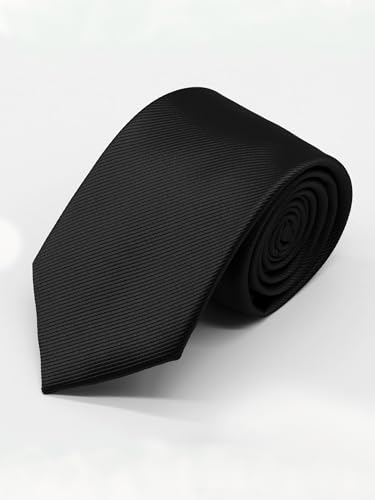 Image of Mantieqingway Black Tie Sets for Men Classic Solid Color Tie Handkerchief Pocket Square Holder Formal Graduation Wedding