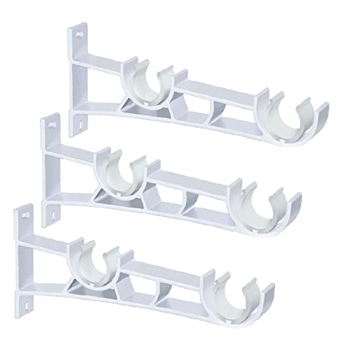 Lot de 2 Supports de Tringle à Rideaux Double - Métal Robuste Blanc - 25 à 28 mm