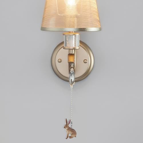 Image of Rabbit Ceiling Fan Pull Chain,Cute Realistic Easter Bunny Fan String Pulls Charm Extension Decorative,12in 3mm Diameter Beaded Fan Light Pull Chains Extender Ornaments for Kids Room