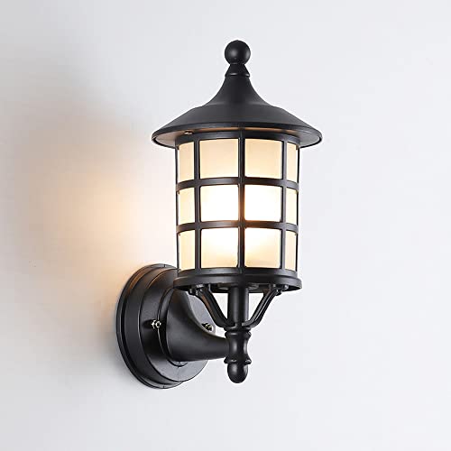 Lanterne murale d'extérieur noire et vintage en verre IP65