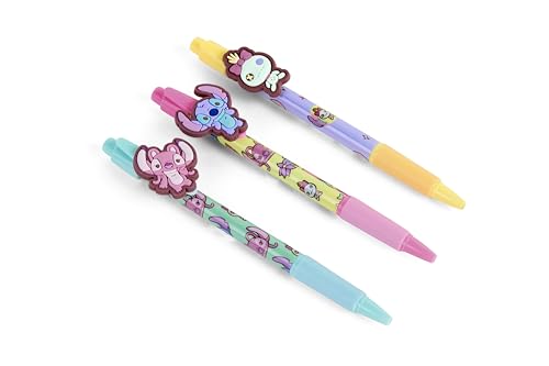 Disney Store Stitch Gelstift Set 3er-Pack | Gelstifte mit Figurenclip für Kinder | Bunte Schreibwaren für Schule und Freizeit | Ideal als Geschenk | Ab 3 Jahren | Basteln Malen Schreiben Lernen