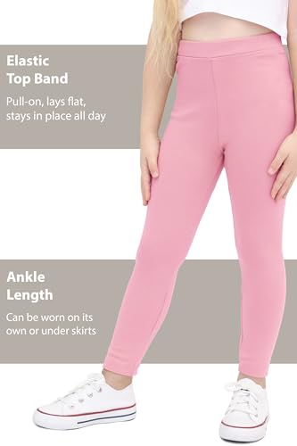 Lilax Girls Fleece Lined Leggings 2 Pack, Warm Cotton Thick Full Length Pants3