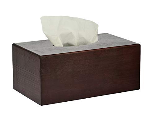 Alpine Industries Wooden Bamboo Rectangular Tissue Box Cover - Eco Friendly Pull Holder/Dispenser - Decorative Organizer for Bathroom, Office Desk & Car (Espresso)