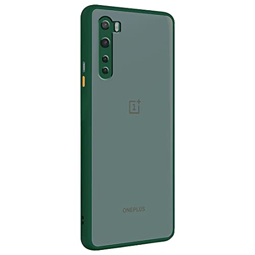 Image of Matte Finish Shockproof Hard Back and Side Soft Smoke Back Case Cover for OnePlus Nord - Green