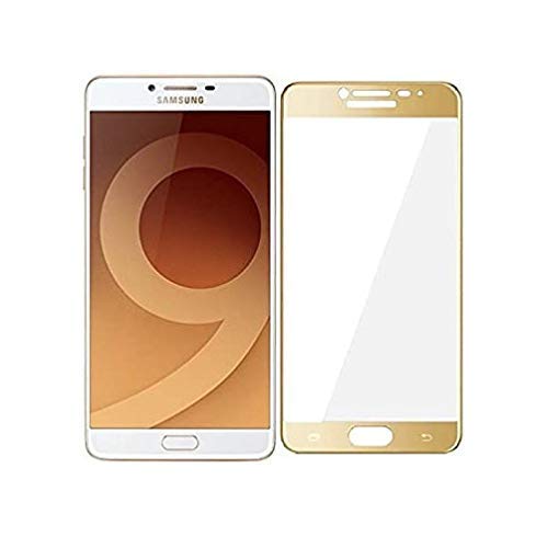 Image of Screen Protector for Samsung Galaxy C9 Pro Gold Tempered Glass Edge-to-Edge 6D Screen Guard With Installation Kit.