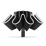 Cloudia Windproof Umbrella Travel Umbrella Easy Compact Folding Reverse Umbrella (Black)