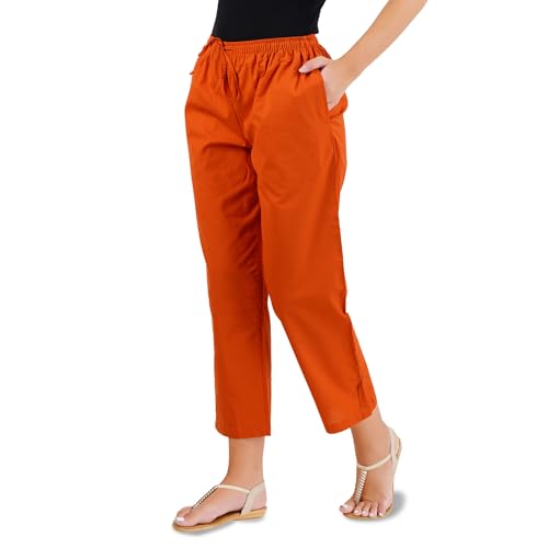 Image of Happy Bunny Parallel Pants for Women 100% Cotton Ankle Length Trousers Regular Fit with Elastic Drawstring Stylish & Pockets Casual Formal Wear for Office & Home