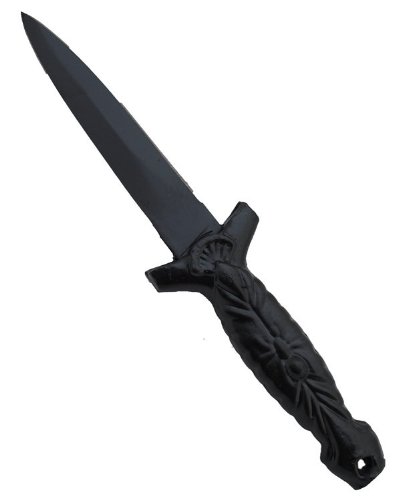 Faca pequena Szco Supplies com desenho de aranha totalmente preta de 14 cm com bainha