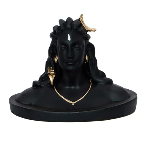 Image of Black Resin Adiyogi Shiva Statue for Car Dashboard| Adiyogi Statue for Home Decor Pooja Room Office| Mahadev Murti Lord Shiva Idol Gift for Diwali Maha Shivratri Birthday (Yogi-01)