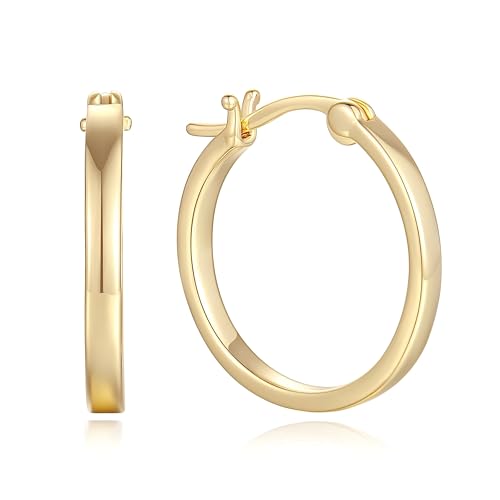 14K Gold Hoop Earrings for Women Gold Hoop Earrings for Women Lightweight Classic Square Tube Earrings Women
