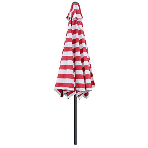 Image of ABCCANOPY Durable Solar Led Patio Umbrellas with 32LED Lights 7.5FT Red&White