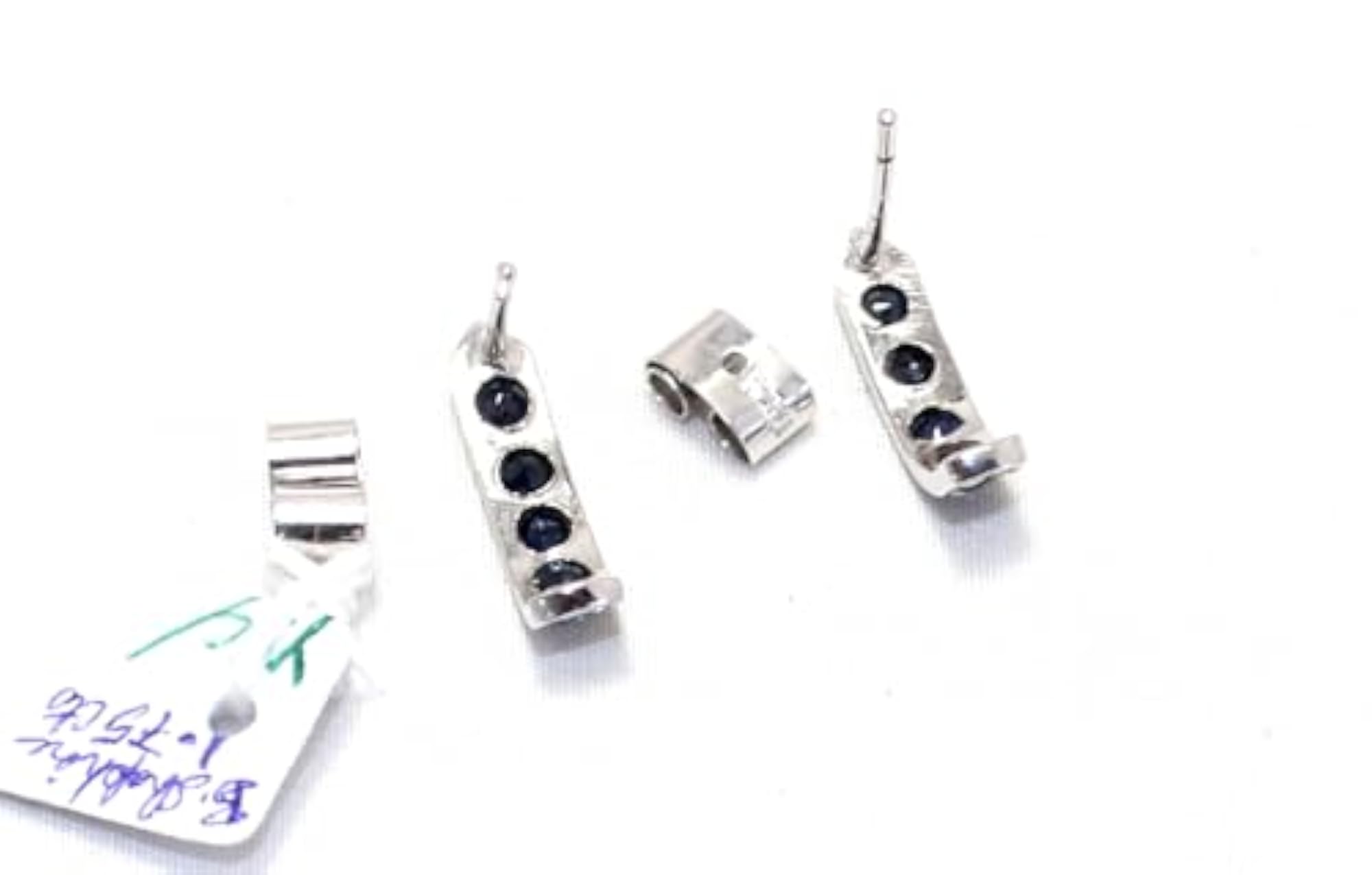 Women's 925 Sterling Silver Natural Blue Sapphire Gem Stone Stud Earrings, Handmade Gift