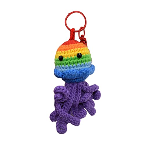 Llavero con diseño de animales de peluche, bolsa de juguetes con colgante de animales marinos, llaveros de peluche, clips de llavero, rosso, Talla única