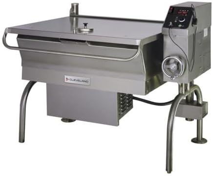 SGL30T1 30-Gallon Natural Gas PowerPan Tilting Skillet, Open Base, 125,000 BTU, 5/8" Bead-Blasted Cooking Surface, Manual Tilt, 120V, Commercial Stationary Food Skillet