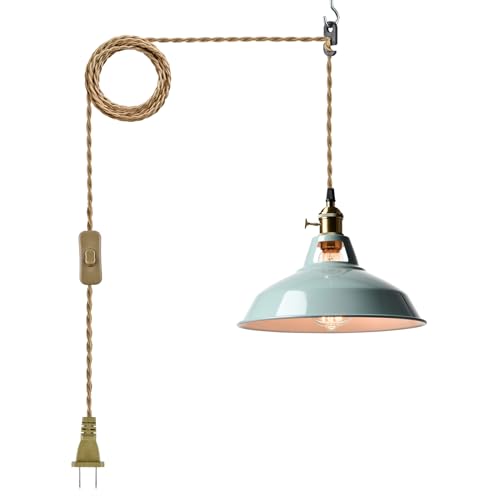Image of YUBOLE Modern Macaron Plug-in Plendant Light,10.6-Inch Metal Barn Shade