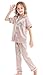 Horcute Kids Satin Short-Top and Long-Pants 2-Pieces Pajamas Sleepwears Set Champagne 120# 4-5Y