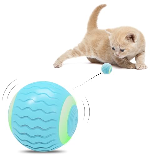 ACELIFE Balle Interactive pour Chat, Jouet pour Chaton avec Menthe Remplissable de Chat avec LED Lumières, Intelligent Jeux Chat avec Rechargeable par USB C, pour Votre Chat et Chiot