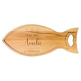 Striefchen® Holzbrett in Fisch-Form personalisiert mit Gravur – Buchenholz – Geschenk zu Taufe, Kommunion, Konfirmation & Firmung
