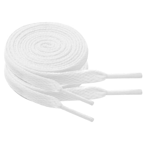 North Bund 2 Paar Flache Schnürsenkell für Sneaker, Sportschuhe,Laufschuhe,Turnschuhe 8mm Flat Shoelace Ersatz Schnürsenkel Weiß 100cm
