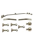 Trade Pole Eyelet Bay Pole, curtain pole, 375 cm 3 sided Bay Widow, 28mm, Eyelet curtains, Ball Finials, Antique Brass