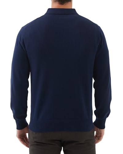 Kallspin Men's Cotton Knit Polo Sweater Classic Casual Long Sleeve Collared Pullover Sweater3