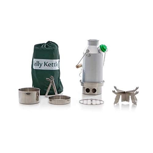 Kelly Kettle 'Trekker Basic Juego 0,6l Aluminio Hervidor+Acero Cocina Juego+Acero Hierba Apoyo Acampada hervidor y Campamento Horno en uno Ultrarrápido Ligero Madera Alimentado de la Estufa. No Cover