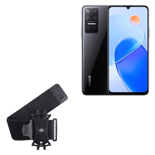 BoxWave Holster Compatible with Honor Play6T - ActiveStretch Sport Armband, Adjustable Armband for Workout and Running - Jet Black