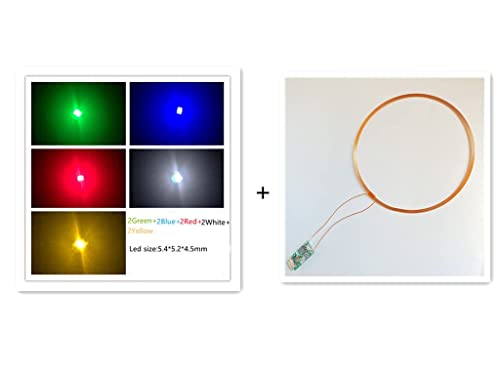 Image of Taidacent Micro USB 50mm Remote Wireless LEDs and Coil Inductive Induction Led Lamp Light Up Wireless Charger /Charging Kit for Model Decoration Magical Toys (10PCS 5.4MM Multi Color LEDs + Coil)