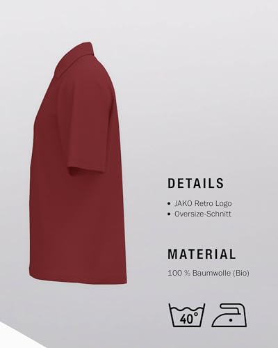JAKO Unisex Poloshirt Wardrobe, rubinrot, L – Ansicht 4