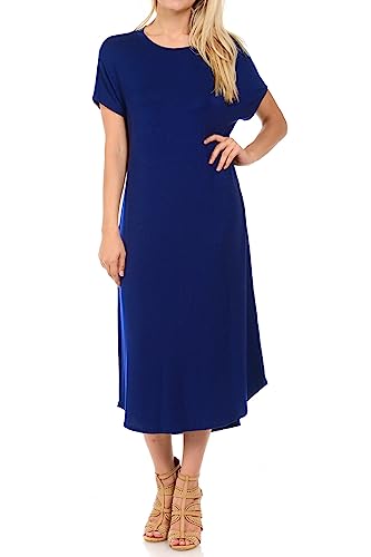 Image of iconic luxe Women's A Line Short Sleeve T Shirt Midi Dress Summer Casual