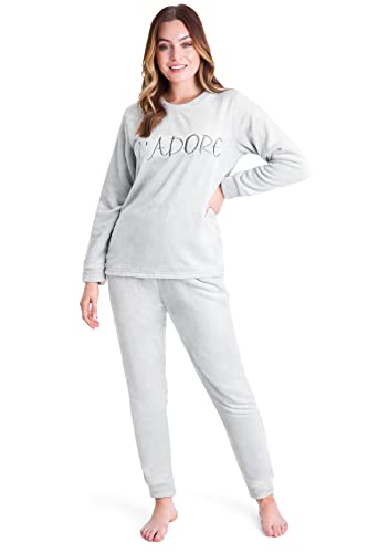 CityComfort Conjunto Pijama Mujer y Adolescente, Pijama Mujer Largo, Ropa de Dormir - Regalos para Ella (Gris Claro, L)