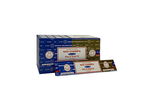 Satya 01327 Nag Champa & Palo Santo Combo Räucherstäbchen-Set, 12 Packungen x 16 g, Mehrfarbig, Einheitsgröße