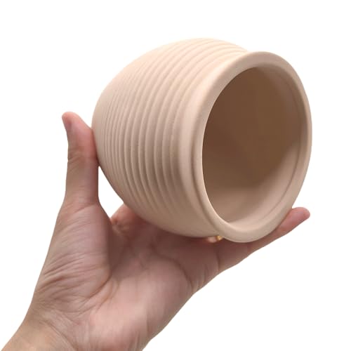 Image of M2cbridge Pottery Ceramic Jar Natural Clay Vase for Cichlid Small Fish Shrimp to Play Hide Breed Habitat (Creamy Clay, 2pcs)