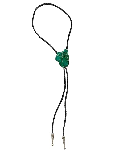 Image of Daisy Del Sol Bolo Tie Turquoise Stone Braided Vegan Faux Leather Silver Tips Handmade Necklace Adjustable Boho Western Jewelry