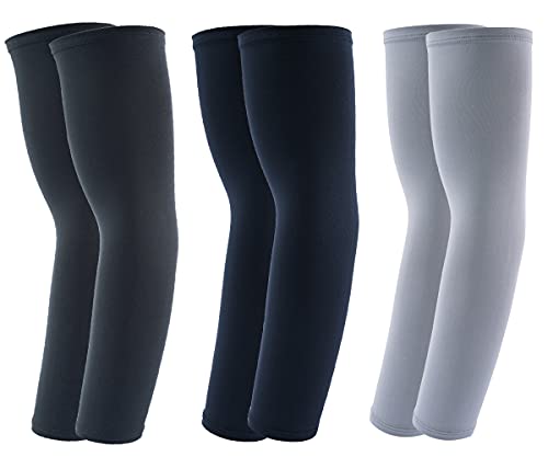 Armstulpen, UV-Schutz, Armstulpen, für Damen und Herren, Golf, Basketball, Laufen, Radfahren, Gartenarbeit, Wandern, 3 Paar Gr. L, Dgrau+Lgrau+Blau Cover
