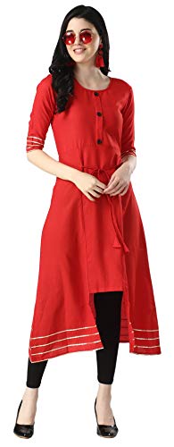 Image of Leriya Fashion Designer Slub Cotton Fully Stitched AnarklaiKurti for Women & Girls on Jeans Palazzo or Skirt