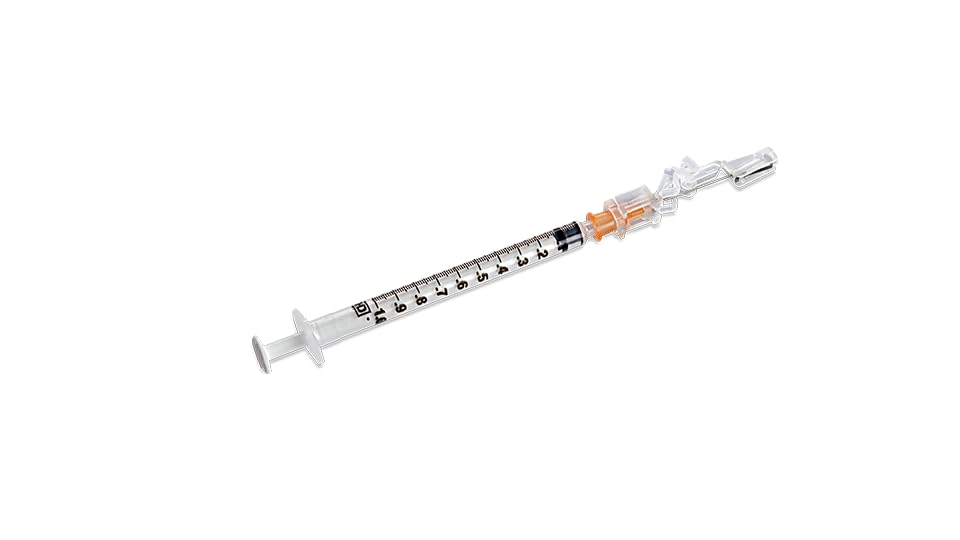 BD SafetyGlide Needle, 25 G x 5/8 in. with 1 mL Syringe, #305903, (50 Count)