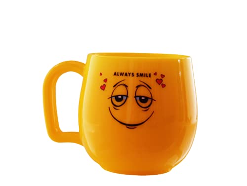 Image of Lilone Yellow Smiley Emoji Coffee Mug Tea Cup with Handle (Melamine Unbreakable) 350ML (Always Smile)