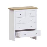 Vida Designs Arlington 3 + 2 szuflady, drewno inżynieryjne, biały i dąb, wys. 95 x szer. 79 x gł. 39,5 cm