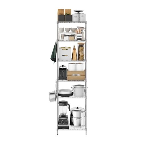Furinno Wayar 6-Tier Metal Storage Shelf Rack, 17 x 12 x 64, Stainless Steel - image 5