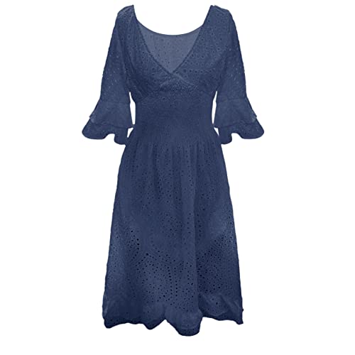 Robe d'été pour femme marine taille L brodée et chic Kayferli