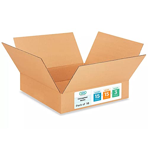 Medium Moving &amp; Shipping Boxes 15x15x3 inches (10-Pack) - Extra Strength 200 lb vs Regular - Corrugated Durable Shipping Boxes - Box Shipping Box - Corrugated Packaging Box by IDL Packaging