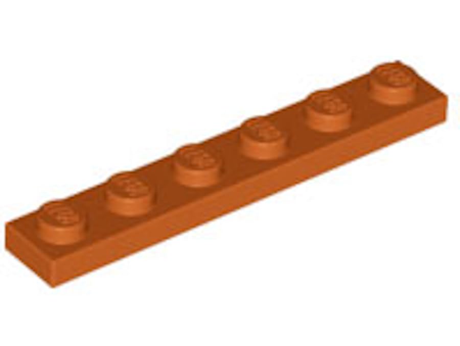 LEGO Plate 1x6, Part Number 3666 (Dark Orange, 5, Bricks), Multicoloured, Standard